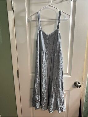 BE COOL Pale Blue Spaghetti-Strap Tiered Maxi Dress